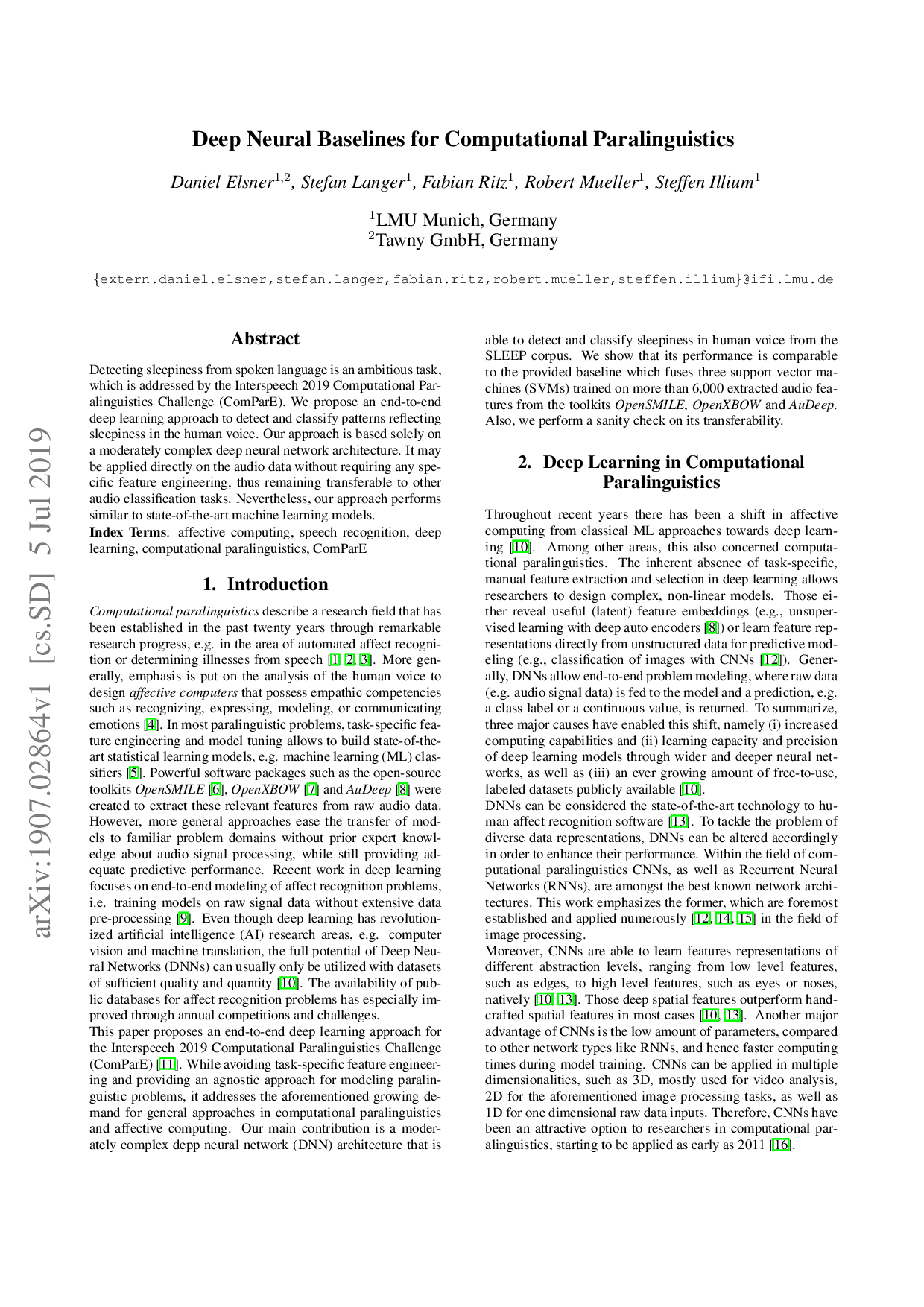 Preview for Deep neural baselines for computational paralinguistics
