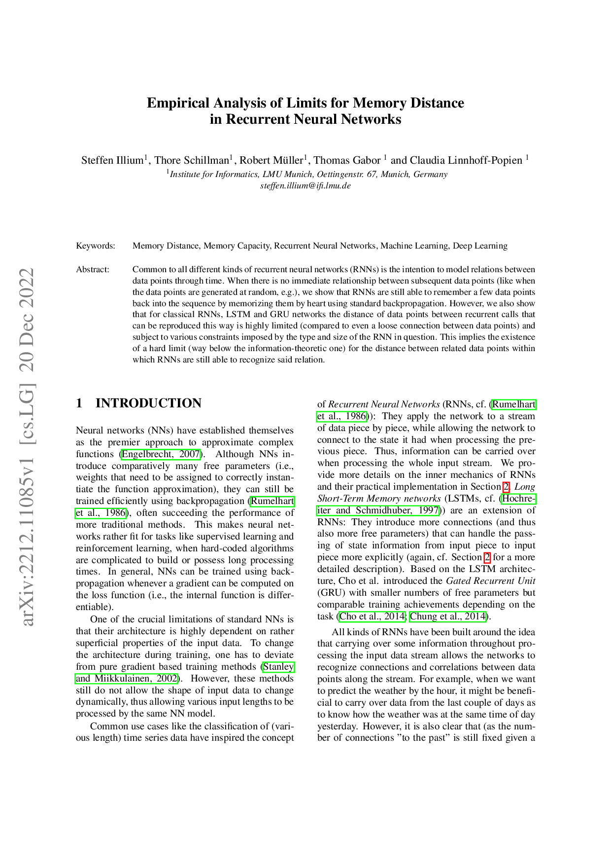 Preview for Empirical analysis of limits for memory distance in recurrent neural networks