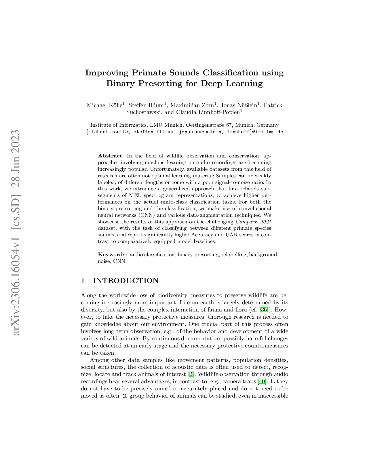Preview for Improving primate sounds classification using binary presorting for deep learning