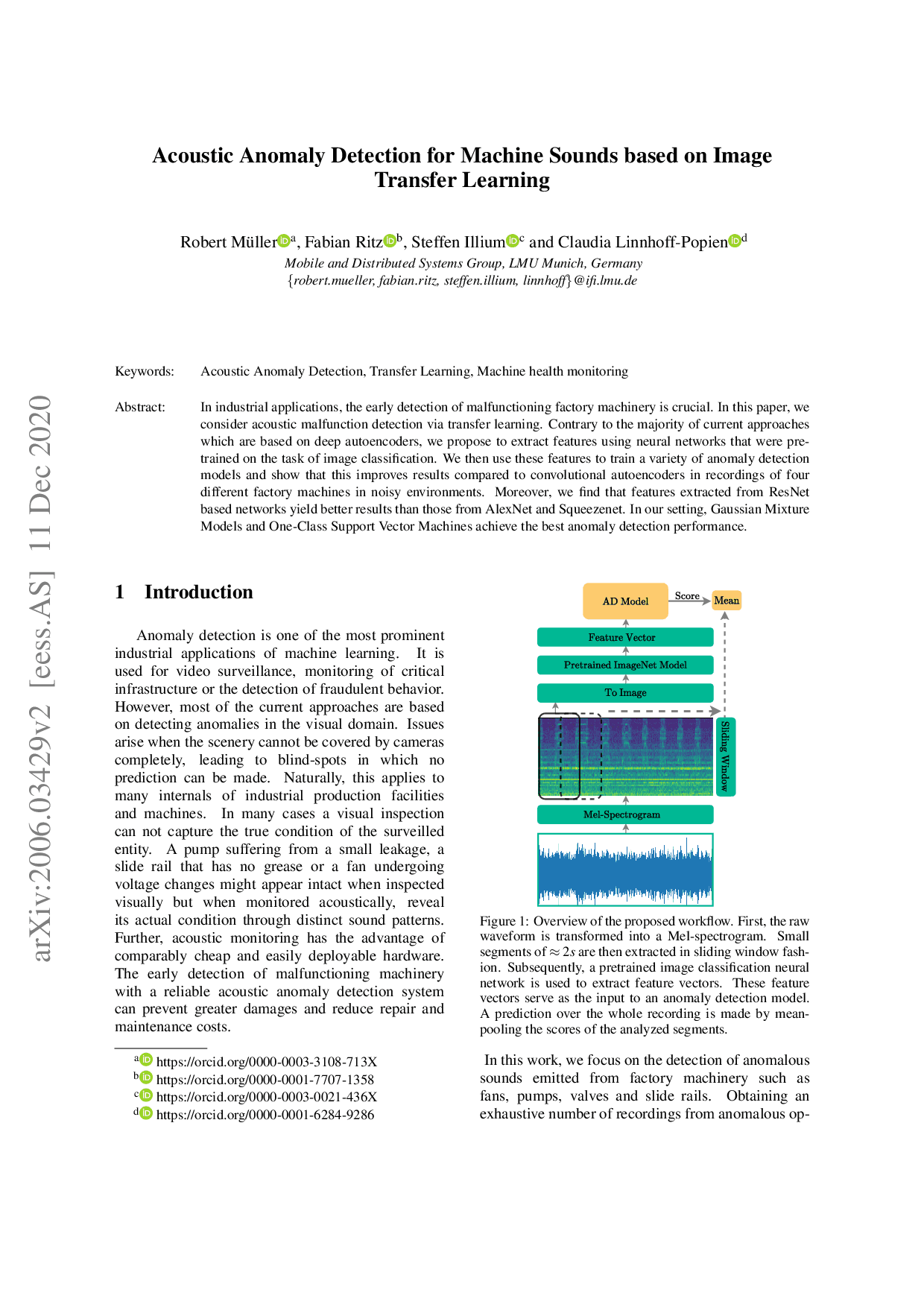 Preview for Acoustic anomaly detection for machine sounds based on image transfer learning