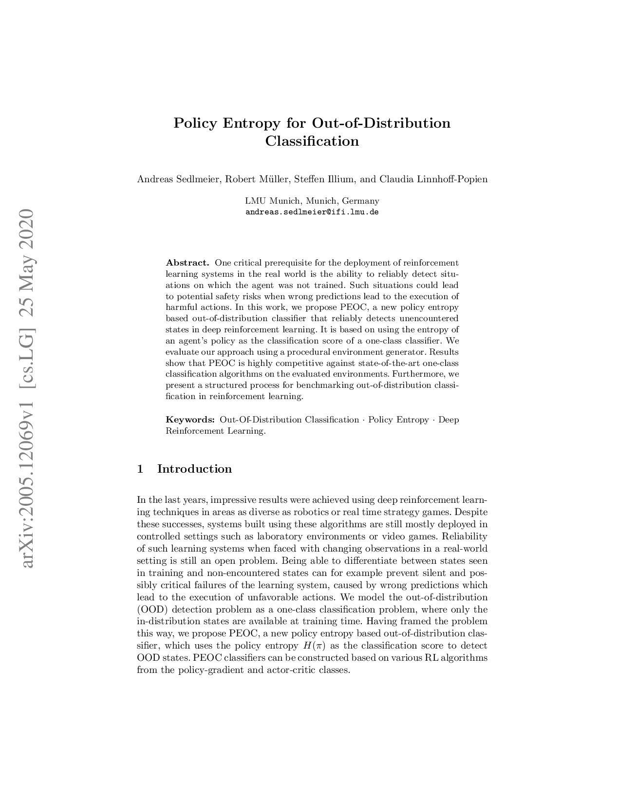 Preview for Policy entropy for out-of-distribution classification